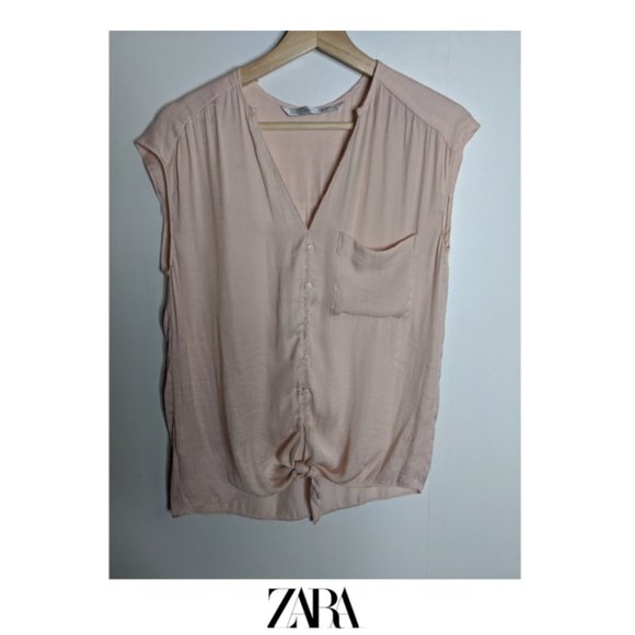 Zara Tops - 3 for $20 - Zara | Blush sleeveless tie blouse